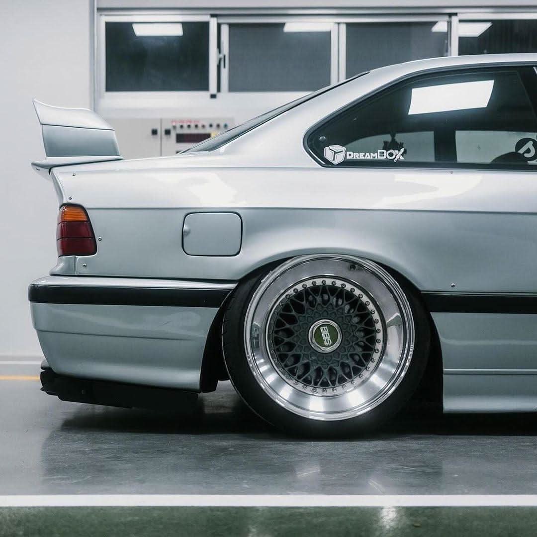 BMW E36 Precision Aluminum Diffuser V1 by K2 Industries, showing the sleek, lightweight diffuser with precise cutouts and metallic finish.