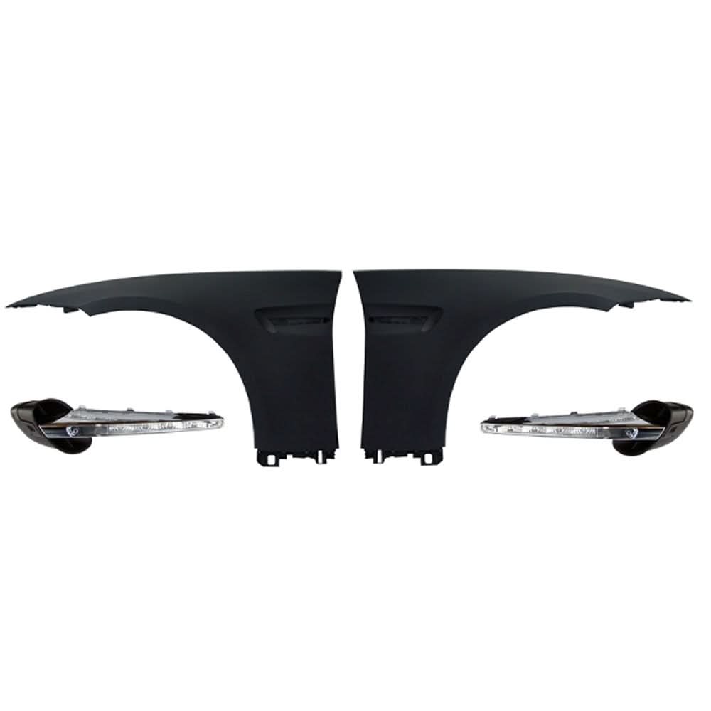 BMW E92 M3 front fender side vent with signal, K2 Industries fender flare for 2007-2013 BMW E92 coupe, close-up view