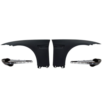 BMW E92 M3 front fender side vent with signal, K2 Industries fender flare for 2007-2013 BMW E92 coupe, close-up view