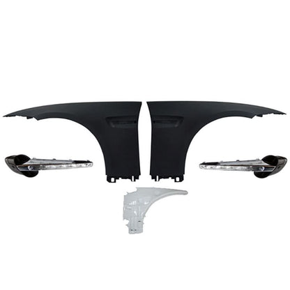 K2 Industries BMW E92 M3 front fender side vent with signal light, compatible with 2007-2013 BMW E92 models, fender flares accessory.