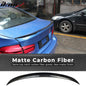 Matte carbon fiber BMW 3 Series F30 F80 P Style trunk spoiler, sleek aerodynamic design, by K2 Industries, for model years 2012-2019.