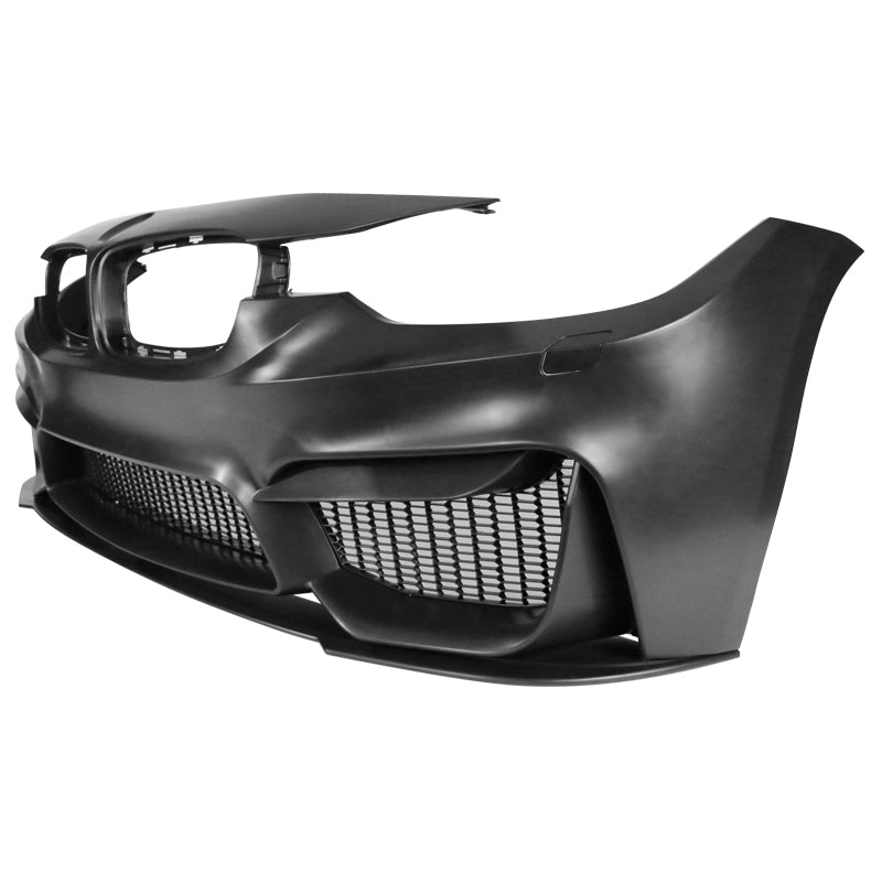 BMW F30 2012-2018 M3 Style front bumper replacement with lip, by K2 Industries, showing the sleek bumper design and finish.