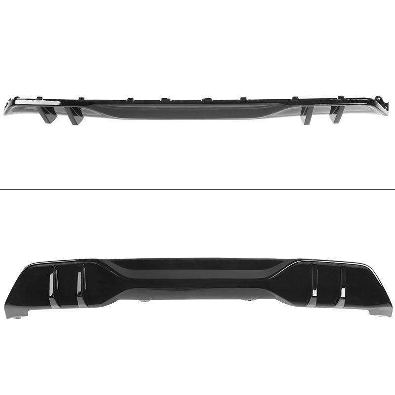 Black BMW G05 X5 M Sport front and rear diffusers by K2 Industries, made of ABS, with sleek design and aerodynamic features.