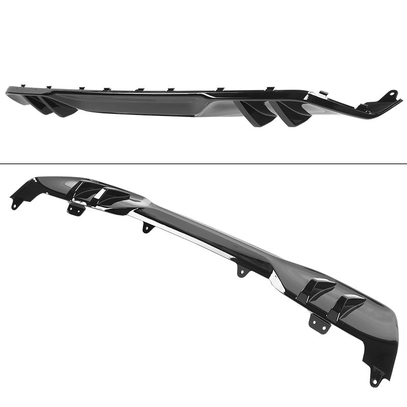 Black BMW G05 X5 M Sport rear diffuser and front apron made of ABS, designed for 2019-2023 models by K2 Industries.