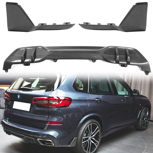 BMW G05 X5 M CFL sport rear diffuser in black ABS, featuring sleek rear aprons and sporty design by K2 Industries.