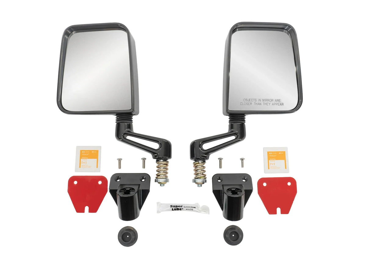 GoWesty Deluxe Manual Mirror Kit for Vanagon, featuring durable mirrors with manual adjustment and installation hardware.