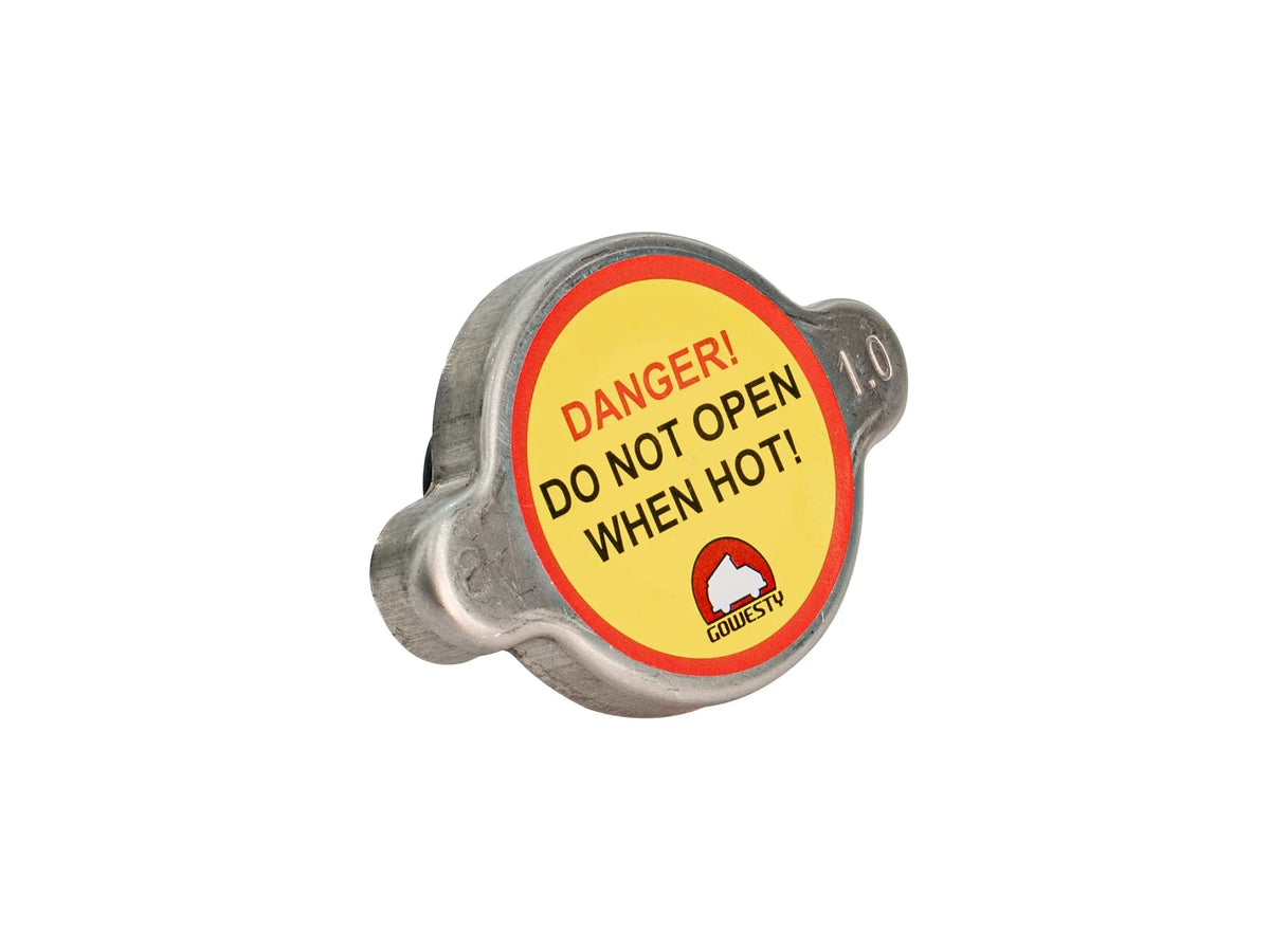GoWesty Pressure Cap for Vanagon coolant expansion tank, black cap shown from above