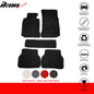 Black carpet car floor mats for BMW E39 5 Series 1997-2003, 5-piece nylon set by K2 Industries, shown in the image.