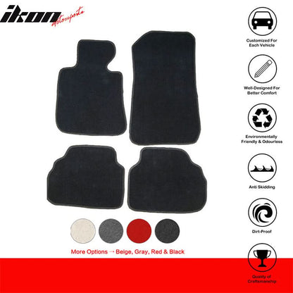 Black nylon carpet car floor mats for BMW E92 3 Series, 2007-2013, four-piece set by K2 Industries
