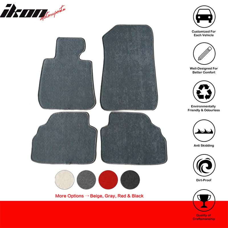 Gray nylon carpet car floor mats for 2007-2013 BMW E92 3 Series, 4-piece set from K2 Industries.