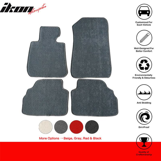 Gray nylon carpet car floor mats for 2007-2013 BMW E92 3 Series, 4-piece set from K2 Industries.