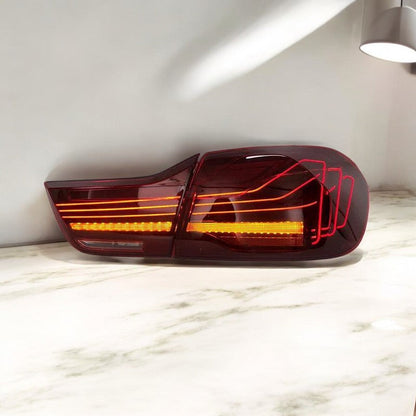 Palenon Performance CSL-style laser tail lights for BMW F82 M4 and F32 430i, 435i, 440i, 420i, 428i models, showing sleek LED design