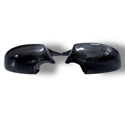Carbon fiber M Style mirror caps for BMW 2007-2010 E9X M3 and 2011 E82 1M, designed as BMW mirror covers by Palenon Performance.