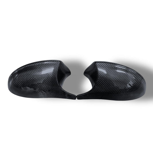 Carbon fiber M style mirror caps for BMW E9X M3 and E82 1M, lightweight BMW mirror cover by Palenon Performance.
