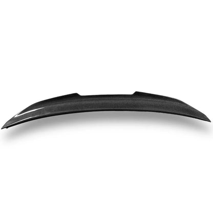 Carbon fiber PSM rear spoiler for BMW F32 F33 F36 models, designed as a trunk spoiler for enhanced aerodynamics and style.