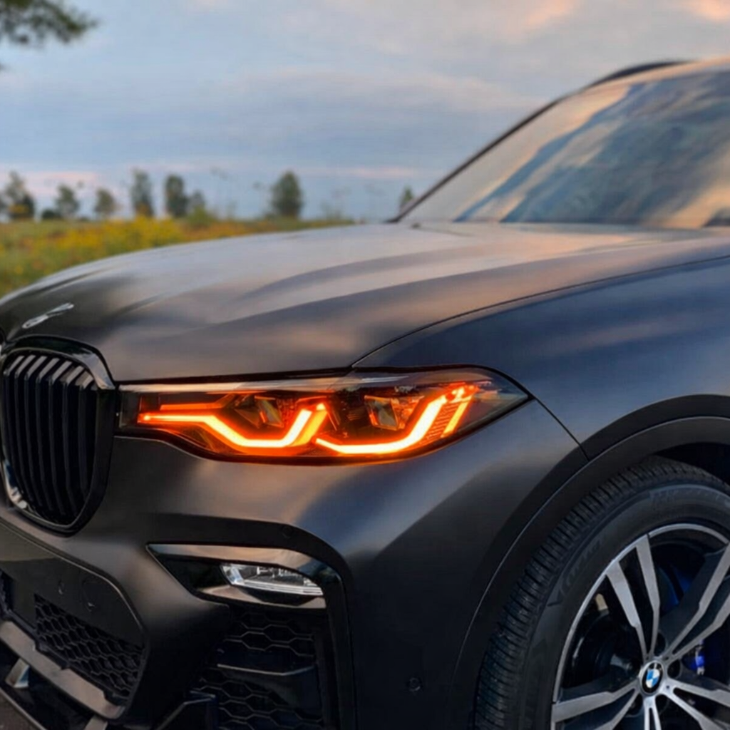 K2 Industries BMW X Series X7 G07 DRL module in color options, designed for 2018+ models, showcasing the LED daytime running lights.