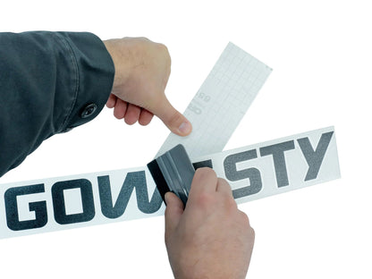 GoWesty decal application tool used for applying vehicle decals smoothly and accurately.