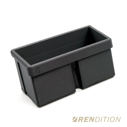 BMW E30 rear ashtray storage box from K2 Industries, interior car accessory, showing the black plastic compartment.