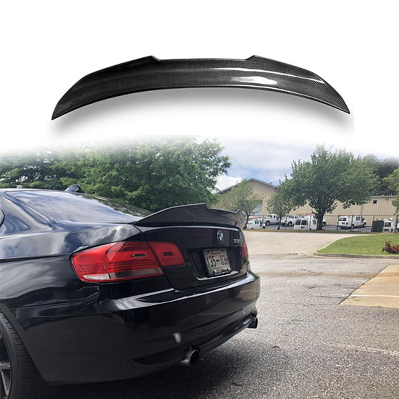 BMW E90 PSM trunk spoiler in carbon fiber, designed for 325i, 328i, 335i models, by Palenon Performance.