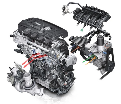 Bayern Automotive EA888 Gen 2 engine recondition kit for 2009-2016 Volkswagen EA888 engine, showing engine components.