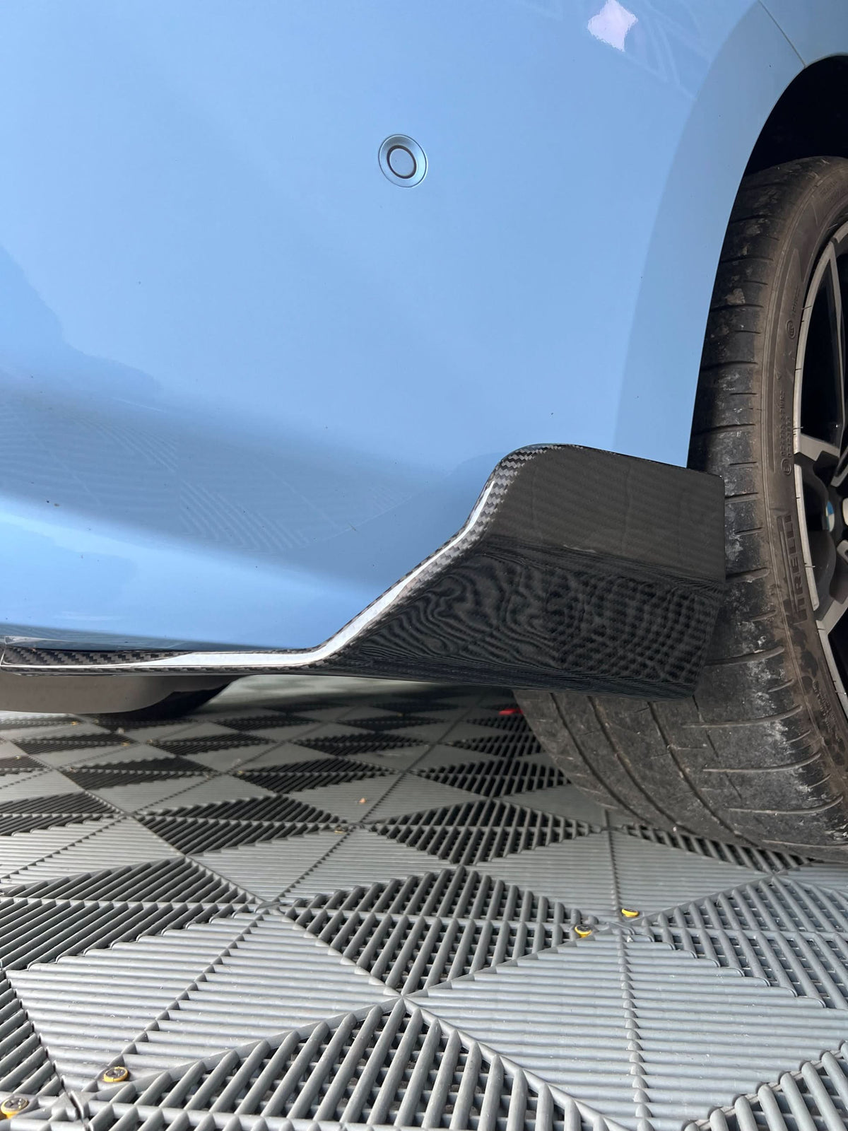 BMW 2 Series G87 M2 carbon fiber rear splitters by K2 Industries, showcasing sleek, aerodynamic design for 2023+ models.