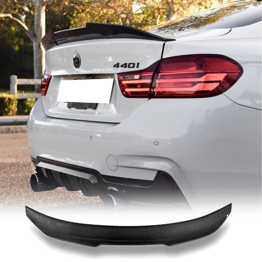 BMW F32, F33, F36 carbon fiber rear spoiler by Palenon Performance, designed as a sleek trunk spoiler for enhanced aerodynamics.