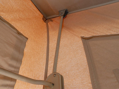 GoWesty Pop-Top Tent Adjustment Kit for 1980-91 Vanagon, showing installation on a Vanagon pop-top with tools and components.