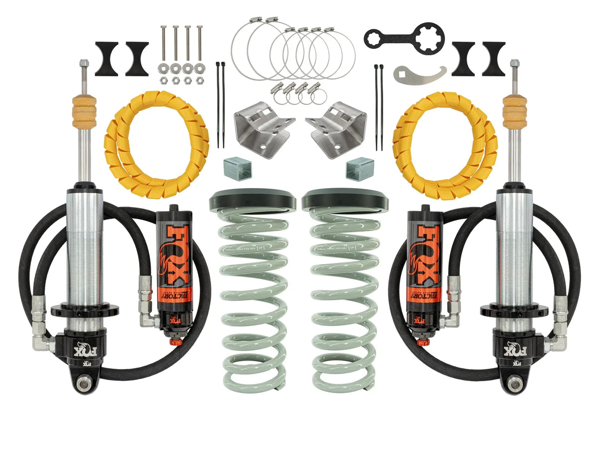 GoWesty Fox 2.5 Shock and Spring Bundle for front suspension, showing shock assembly and spring components.