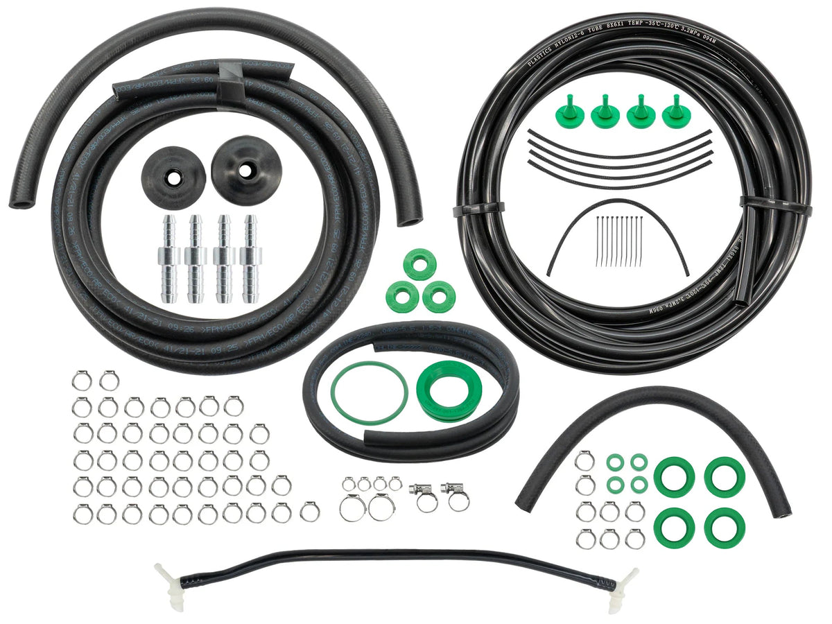 GoWesty Vanagon 2WD fuel line replacement master bundle, includes hoses and fittings for engine fuel system repair.