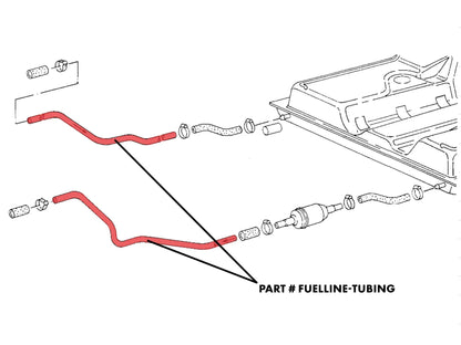 GoWesty 6mm Fuel Hard Line tubing for 2WD Vanagon, 13 feet length, showing detailed diagram of fuel line installation.