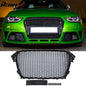 Black ABS front hood grille for 2013-2016 Audi A4 RS4 style by K2 Industries, shown with a close-up view.
