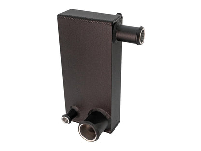 Aluminum coolant junction for 2WD Waterboxer engine cooling system by GoWesty, shown with metal fittings and tubing connections.