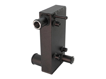 Aluminum Coolant Junction for 2WD Waterboxer cooling system by GoWesty, shown mounted in vehicle engine compartment.