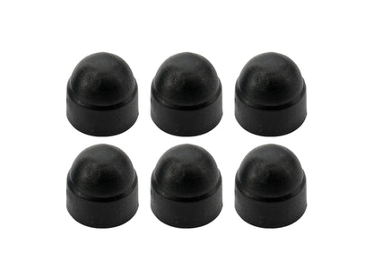 Set of six black luggage rack and lifting gear nut covers for Vanagon roof racks by GoWesty, protecting rack hardware.