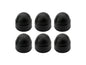 Set of six black luggage rack and lifting gear nut covers for Vanagon roof racks by GoWesty, protecting rack hardware.