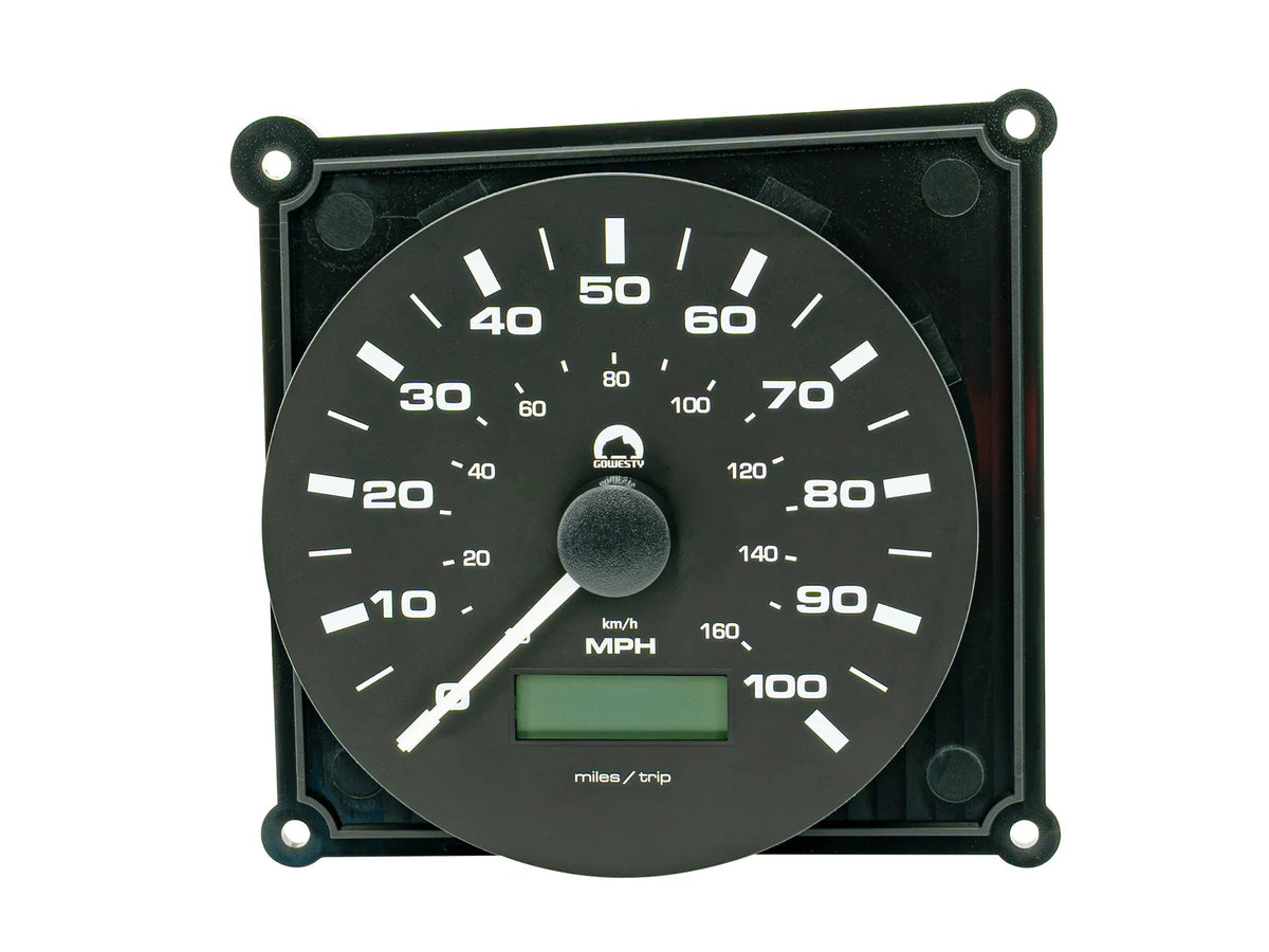GoWesty electronic speedometer kit for Vanagon, featuring a digital display and GPS module for accurate MPH readings.