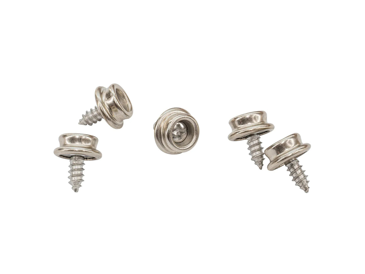 Set of five GoWesty male snap fasteners with screws, used for clothing or fabric repairs.