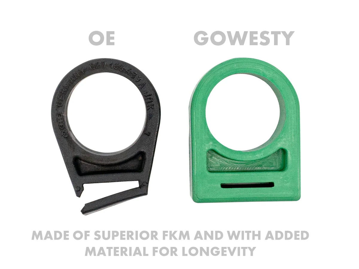 Close-up of DuroGreen Mounting Grommet for Idle Air Control Valve on a Vanagon, showing its fit and design by GoWesty.
