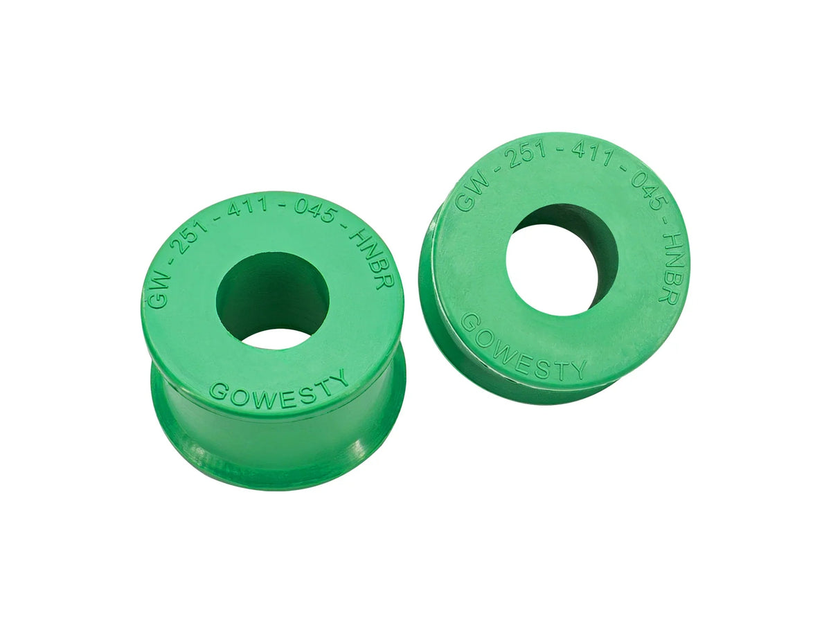 GoWesty Vanagon front sway bar bushing bundle with black rubber bushings and 19mm diameter for suspension stability.