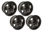 Set of four GoWesty OEM replica alloy wheels for Bus and Vanagon, available in 15", 16", and 17" sizes, black finish.