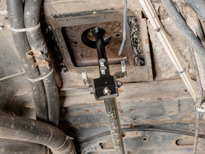 Heavy-duty Gear Shift Lever by GoWesty installed in a late Vanagon, showcasing durable shift lever design for manual transmission.