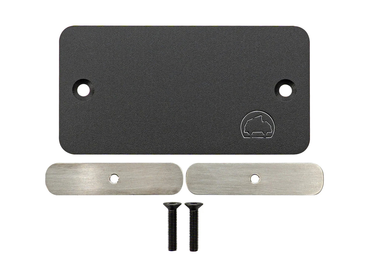 GoWesty Vanagon Ashtray Delete Kit front installation, showing the sleek, custom black panel designed to replace the ashtray.