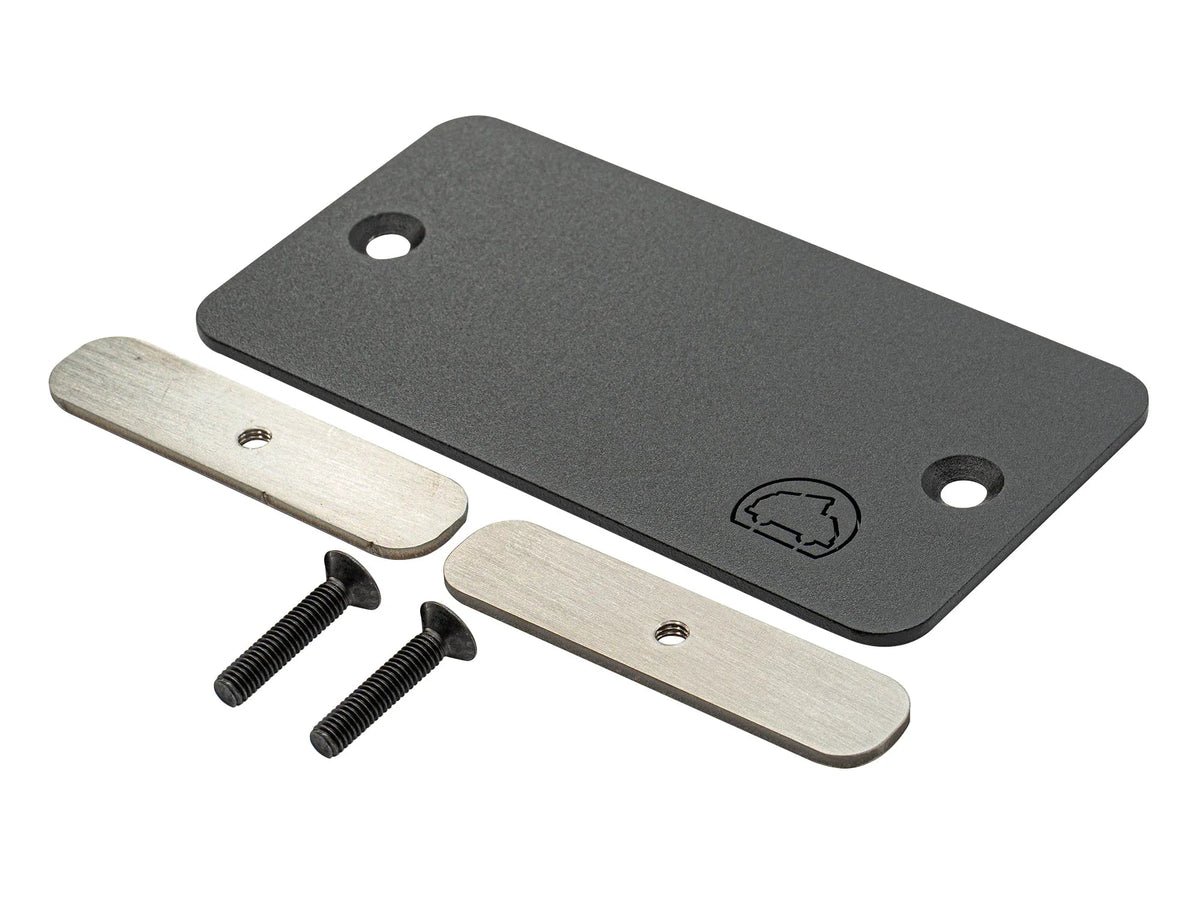 GoWesty Vanagon ashtray delete kit front replacement, showing close-up of the sleek, custom fit design for clean interior look.