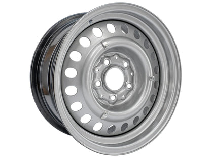 GoWesty Hubcap Mounting Kit installed on GW Steel Wheels, showing secure attachment of hubcaps with mounting hardware.