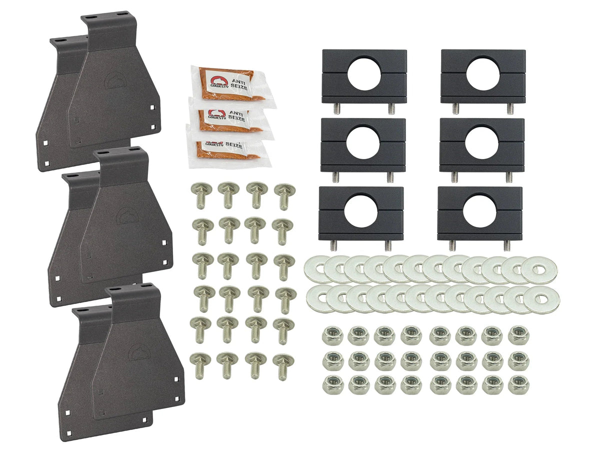 GoWesty bolt-on roof rack bracket and mount kit for Vanagon Westfalia, black metal with mounting hardware visible.