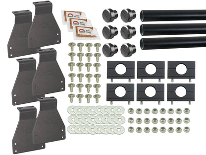 GoWesty bolt-on roof rack bundle for Vanagon Westfalia, including bars and brackets, installed on the vehicle roof.