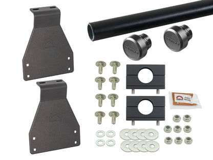 GoWesty bolt-on roof rack bundle for Vanagon Westfalia, includes bars and mounting brackets for secure vehicle storage.