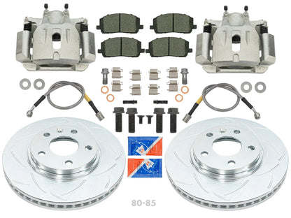 GoWesty Bigger Front Brakes for late Bus and early Vanagon, showing new brake components on a vehicle.