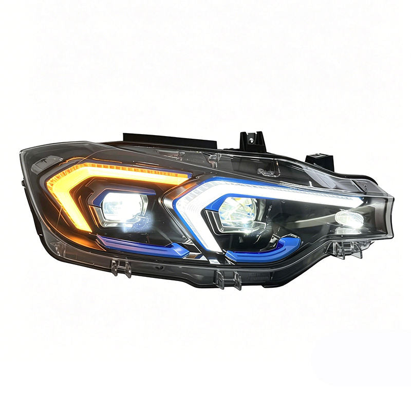 Vekto V2 dual-color LED headlights for BMW F30 F31 F35 3 Series 2012-2018, showing sleek design and bright LED lighting.