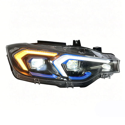 Vekto V2 dual-color LED headlights for BMW F30 F31 F35 3 Series 2012-2018, showing sleek design and bright LED lighting.